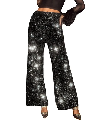 Cupshe Women's Black Sequins Wide Leg Pants