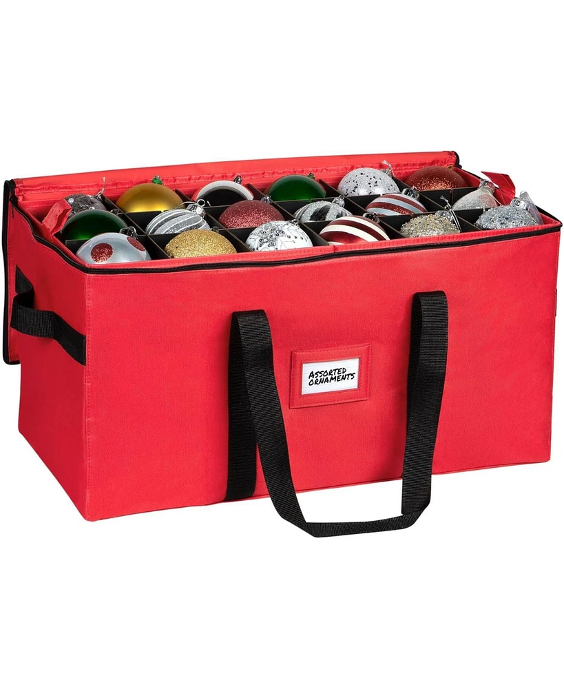 Florida Brands Christmas Storage Box with Adjustable Dividers and Trays - Stores Up to