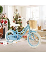 Hongge 14-Inch Kids Bike with Training Wheels and Adjustable Handlebar Seat-Blue