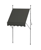 Outsunny 5' x 4' Retractable Awning, Non-Screw, Dark