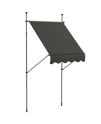 Outsunny 5' x 4' Retractable Awning, Non-Screw, Dark