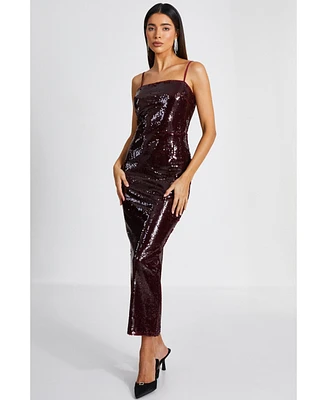 Quiz Women's Sequin Strappy Sleeveless Maxi Dress