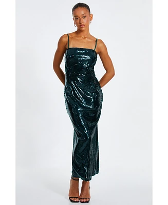 Quiz Women's Sequin Covered Strappy Maxi Dress