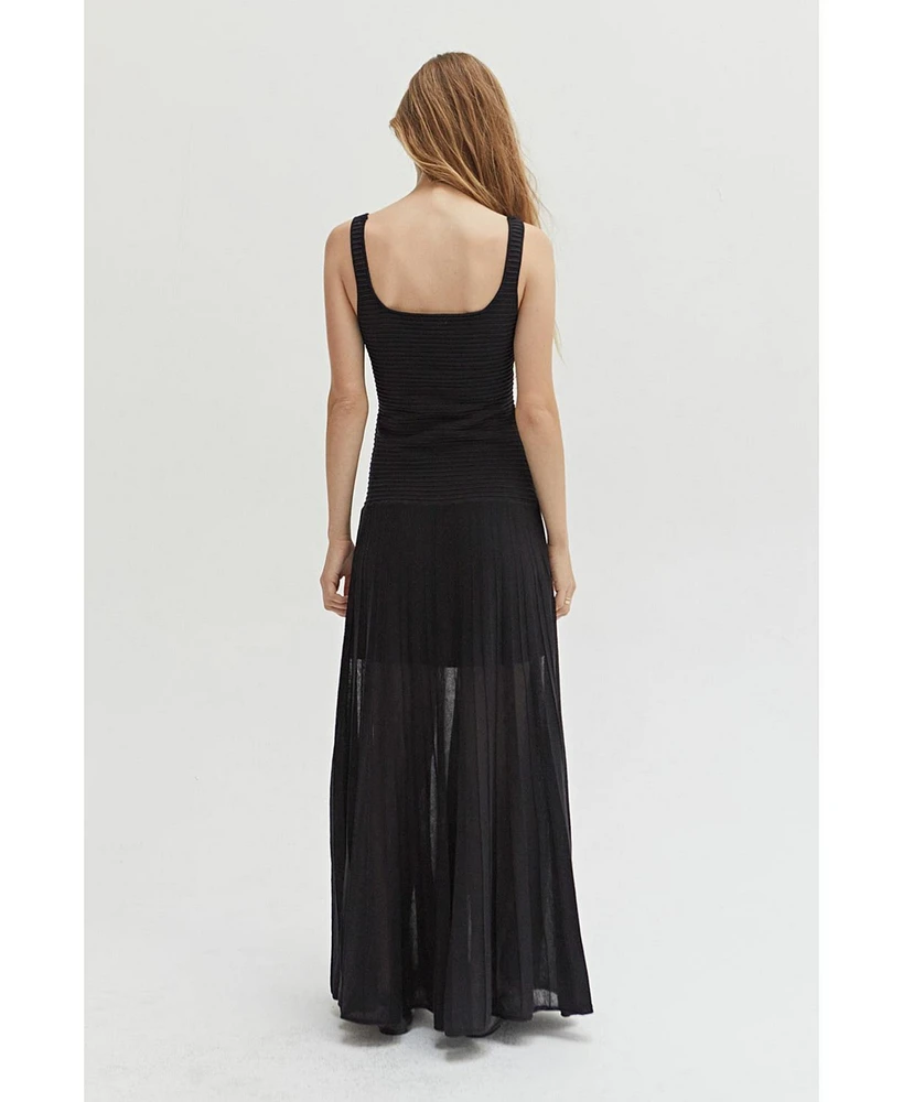Crescent Women's Tessa Mix Media Maxi Knit Dress