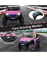 Hongge 12V 2-Seater Kids Ride on Utv with Slow Start Function Music-Pink