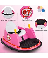 Hongge 12V Electric Kids Ride On Bumper Car with Flashing Lights for Toddlers-Pink