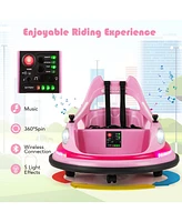 Hongge 12V Kids Ride On Bumper Car with Remote Control and Dual Joysticks-Pink