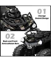 Hongge 12V Kids Ride On Atv 4 Wheeler with MP3 and Headlights-Black