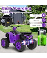 Hongge 24V Kids Ride-On Electric Atv with Wireless Connection for Toddlers 3-8 Years Old-Purple