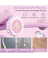 Hongge Folding Kids Scooter with Extra Wide Deck and Led Lighted Pu Wheels-Purple