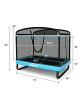 Gymax 6FT Recreational Kids Trampoline W/Swing Safety Enclosure Indoor/Outdoor Orange