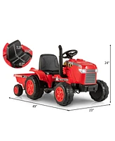 Hongge 12V Kids Ride On Tractor with Trailer and Remote Control