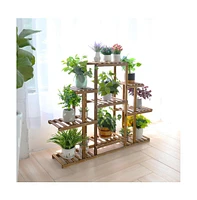 Unho 6 Tier Wood Garden Plant Rack Storage Flower Pot Stand for Indoor and Outdoor