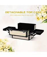 Byootique 4in1 Rolling Makeup Train Case Cosmetic Organizer Blush ForgetMeNot
