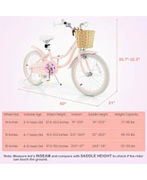 Hongge 18-Inch Kids Bike with Adjustable Handlebar and Seat for 4-8 Years Old