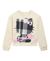 Hello Kitty Girls Fleece Boxy Sweatshirt Crop Top and Jogger Pants Outfit Set
