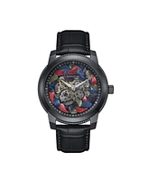 Heritor Automatic Emmanuel Semi-Skeleton Leather-Band Watch