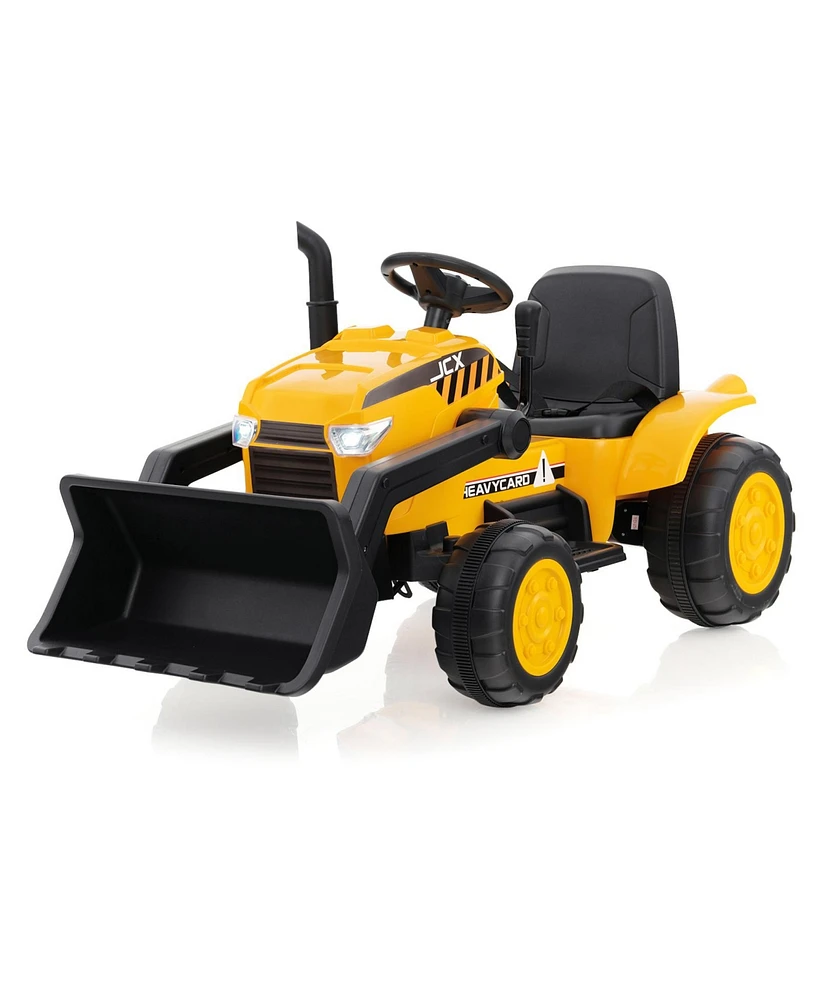 Hongge 12V Kid's Ride on Excavator with Adjustable Digging Bucket-Yellow