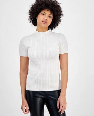 Bar Iii Women's Ribbed Cap-Sleeve Sweater, Exclusively at Macy's