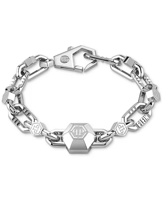 Philipp Plein Men's Edge Logo Link Bracelet in Stainless Steel