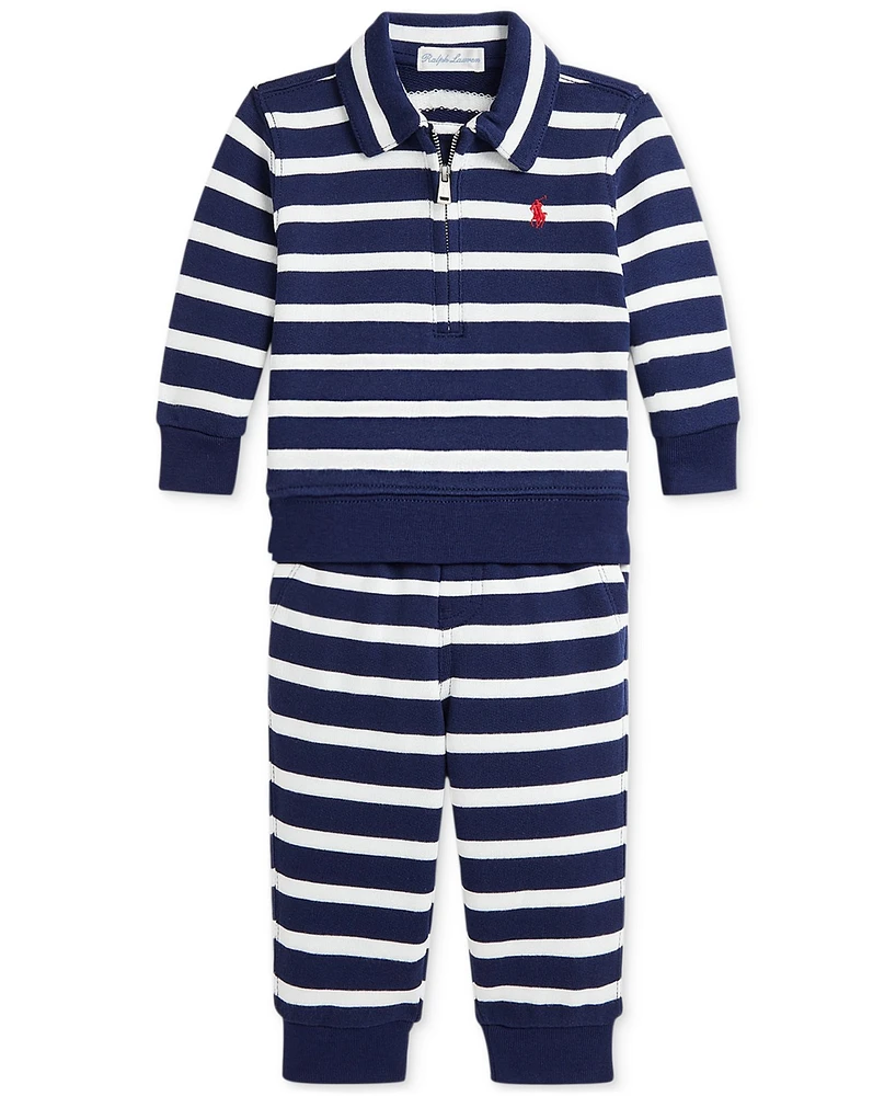 Polo Ralph Lauren Baby Boys French Terry Striped Shirt & Pants Set