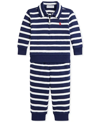 Polo Ralph Lauren Baby Boys French Terry Striped Shirt & Pants Set