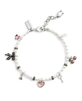 Coach Faux Stone Signature Bowtique Mini Charm Cultured Pearl Bracelet