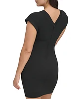 Siena Women's V-Neck Scuba Crepe Mini Bodycon Dress