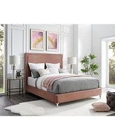 Inspired Home Samuele Velvet Platform Bed Queen Size