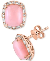 Effy Pink Opal (3-1/2 ct. t.w.) & Diamond (1/4 ct. t.w.) Stud Earrings in 14k Rose Gold