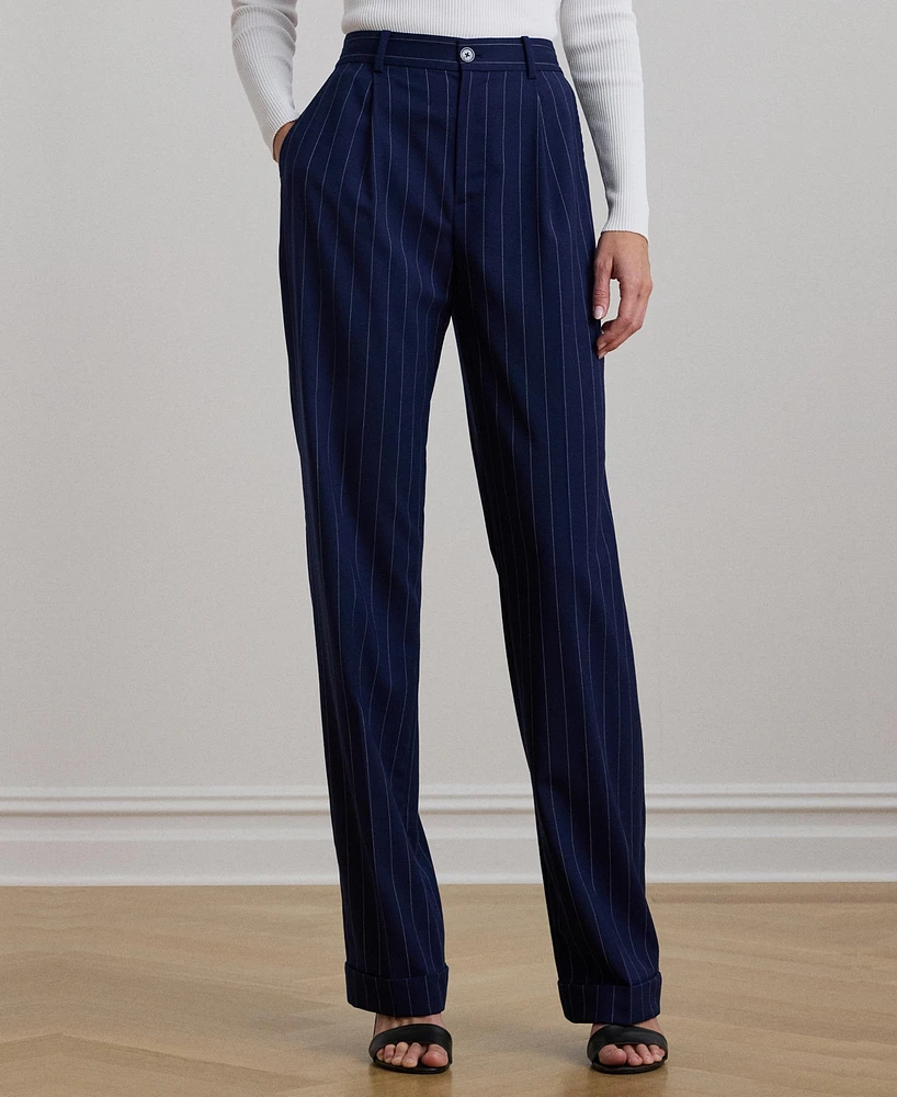 Lauren Ralph Women's Pinstripe Wool-Blend Twill Pants