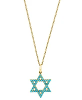 Effy Turquoise Star Of David Pendant Necklace in 14k Yellow Gold, 18" + 1" extender