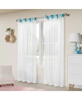 Awesome Home Tabitha Ribbon multi color Tie Top Curtains Pair