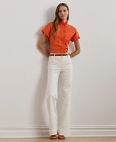 Lauren Ralph Lauren Women's Ruffle-Trim Short-Sleeve Shirt