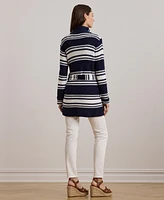 Lauren Ralph Women's Striped Belted Cotton-Blend Cardigan