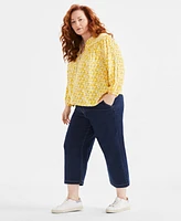 Style & Co Plus Printed Split-Neck Top, Exclusively at Macy's