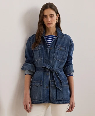 Lauren Ralph Women's Belted Denim Shirt Jacket