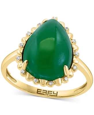 Effy Pear-Shape Dyed Jade (6-1/2 ct. t.w.) & Diamond (1/20 ct. t.w.) Statement Ring in 14k Yellow Gold