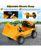 Hongge Kids Ride on Dump Truck 12V Ride on Car with Electric Dump Bed-Yellow