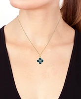 Effy London Blue Topaz (2-1/3 ct. t.w.) & Diamond Accent Flower 18" Pendant Necklace in 14k Yellow Gold