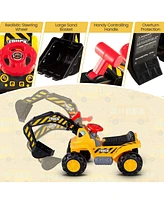 Hongge Ride on Push Car Bulldozer Digger Toy with Safety Helmet and Working Shovel