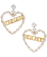 Ajoa Gold-Tone Cubic Zirconia "Vegas Baby" Open Heart Drop Earrings