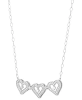 Diamond Triple Heart Pendant 18" Necklace (1/4 ct. t.w.) in Sterling Silver or 14k Gold-Plated Sterling Silver