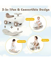 Hongge Convertible Rocking Horse and Sliding Car with Detachable Balance Board-White