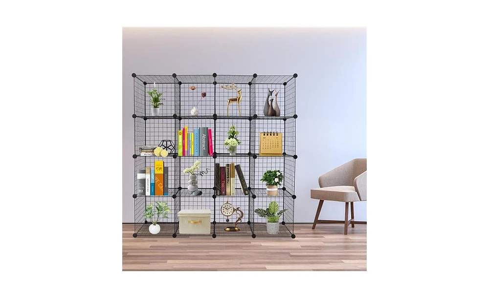 Slickblue 16-Cube Organizer Storage Shelves – Versatile Wire Cube Storage System for Home & Office