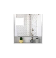 Depot E-shop Tatacoa Mirror Medicine Cabinet, One Open Shelf, Three Interior Shelves