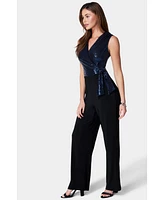 Bebe Women's Disco Dot Wrap Tie Jumpsuit