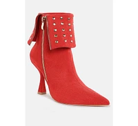 London Rag Piccini Stud Embellished Foldover Boots