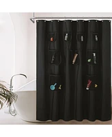 Awesome Home Waterproof Shower Curtain with Mesh Pockets, 71"X72"