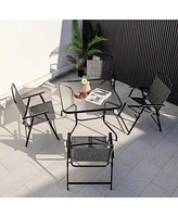 Sugift Patio Dining Set for 4 with Umbrella Hole